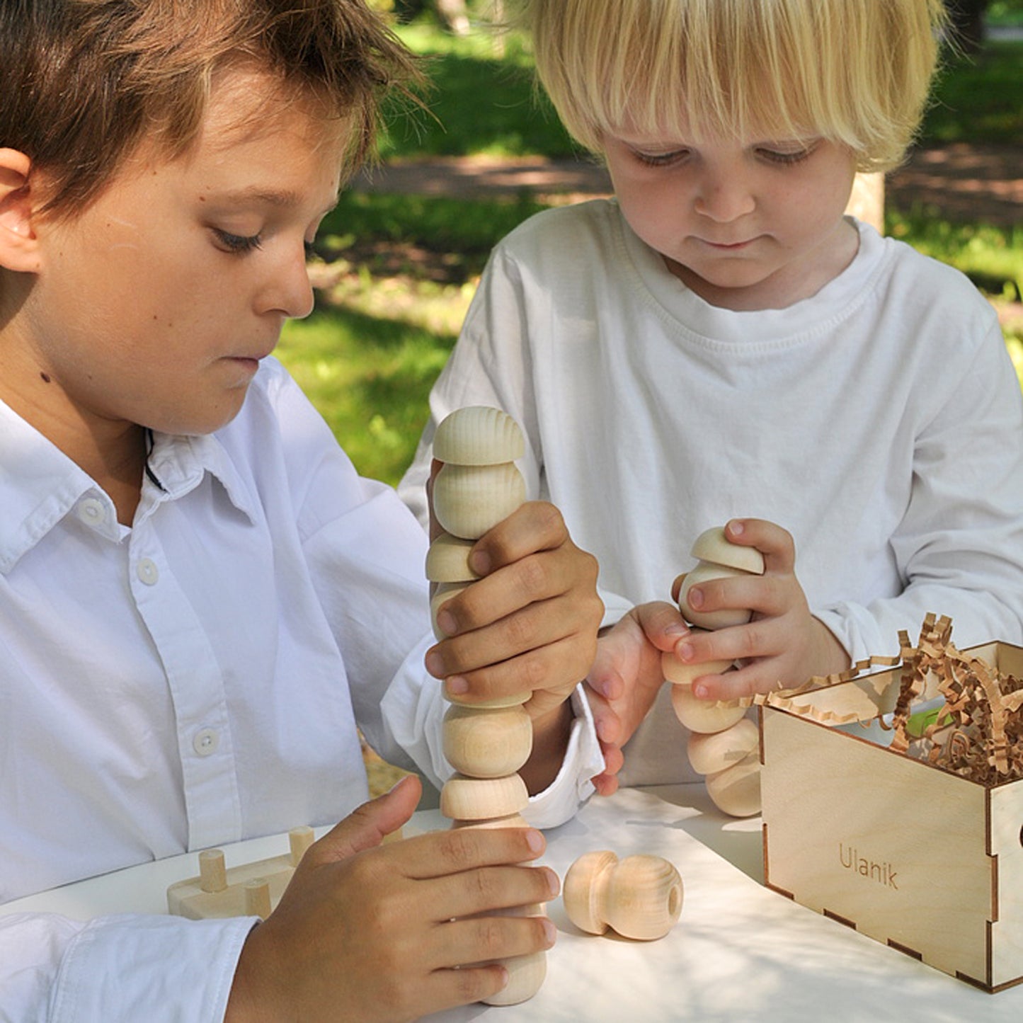 DIY 9 pcs Unfinished Wooden Mushrooms Set on a Stand Unpainted Montessori Toy