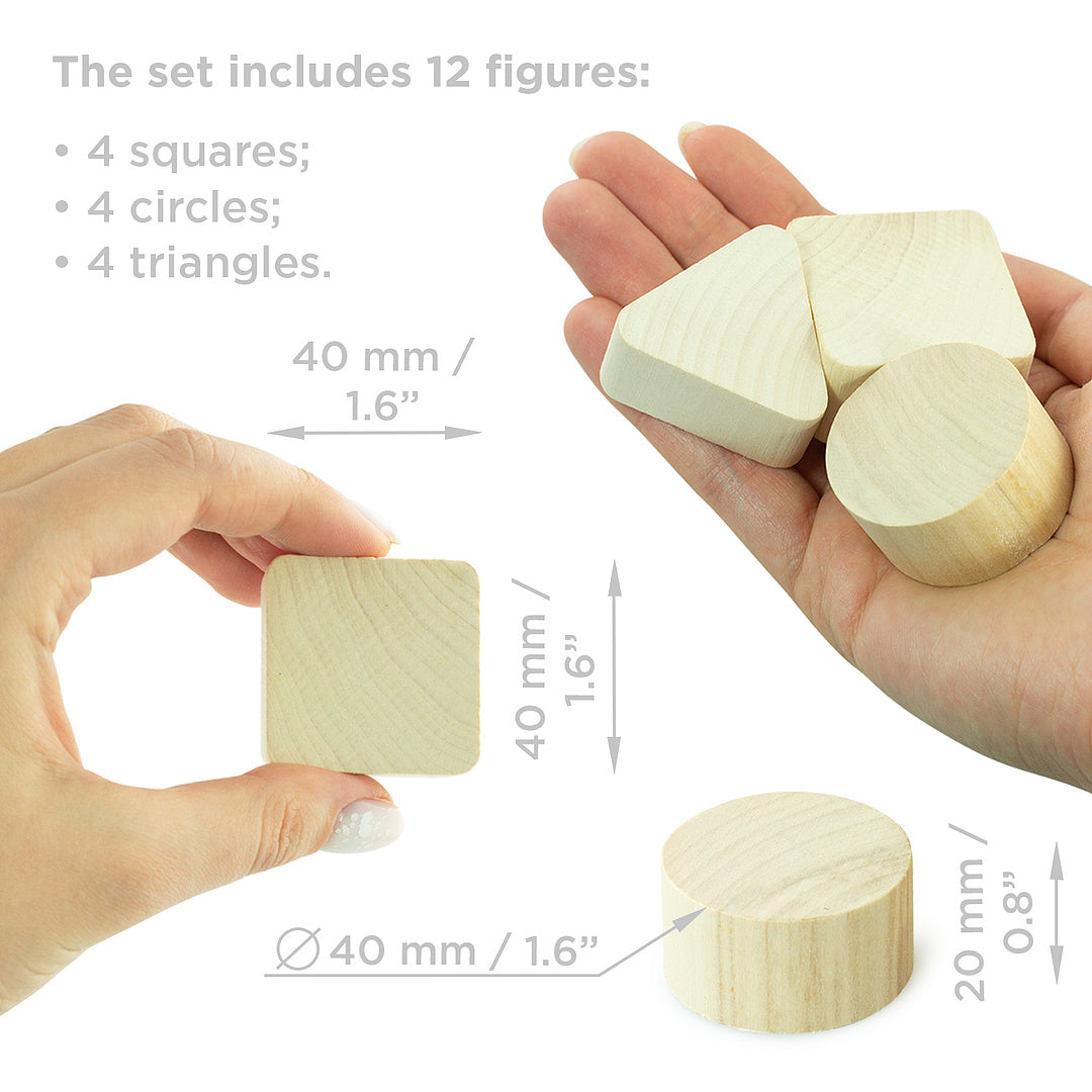 DIY 12 pcs Unfinished Geometric Figures Set