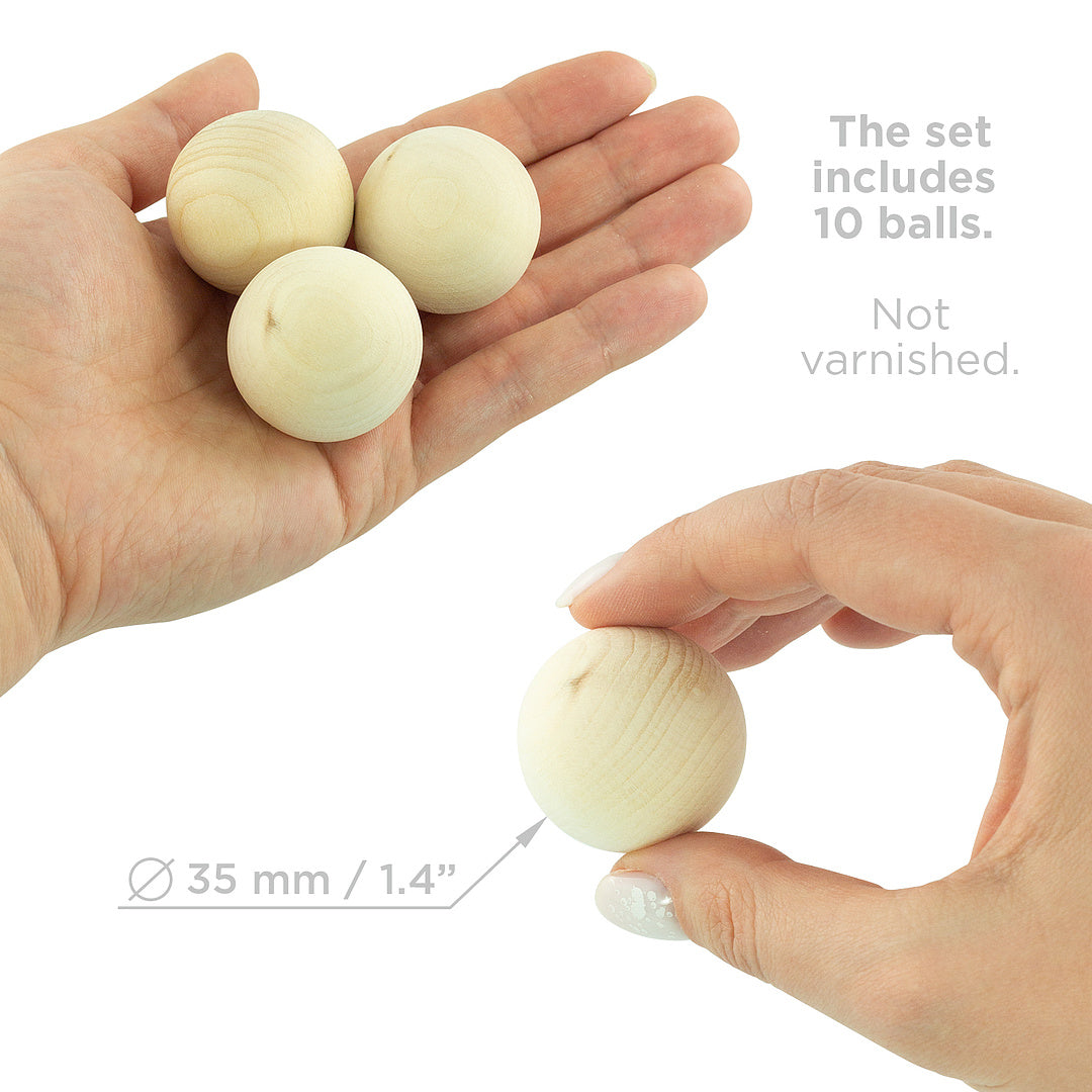 DIY 10 pcs Unfinished Balls Set 35 mm