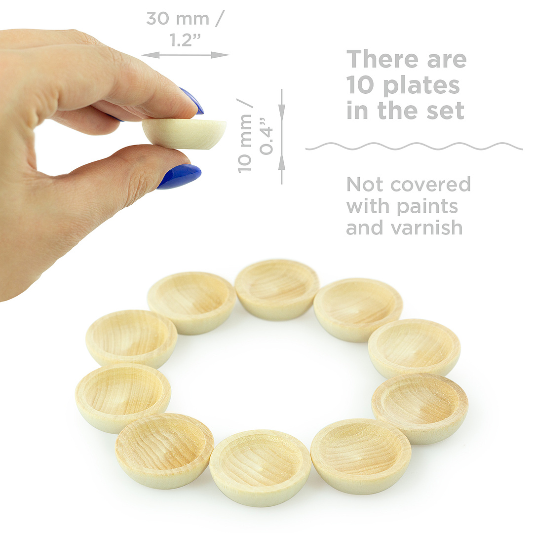 DIY 10 pcs Unfinished Wooden Plates Set