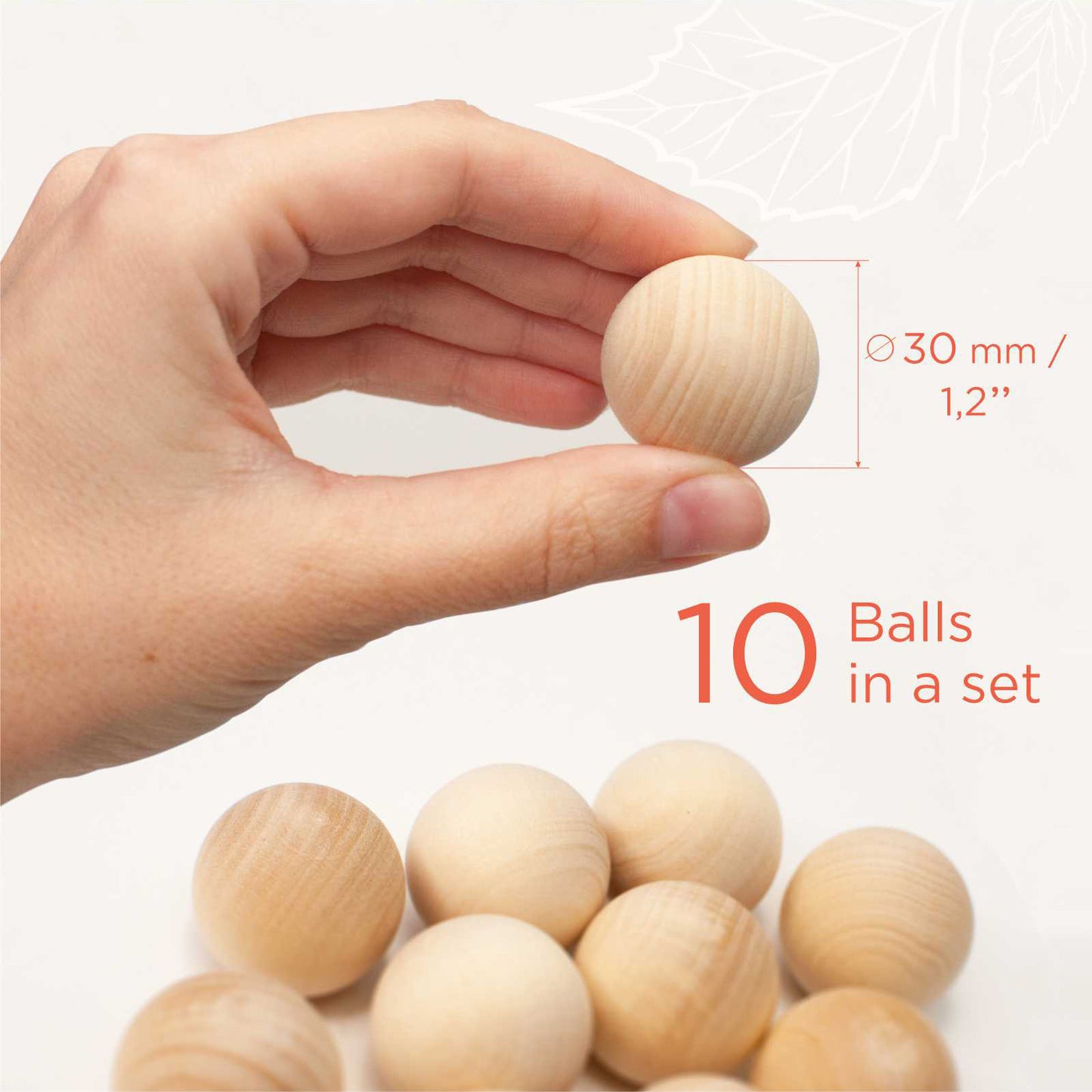 DIY 10 pcs Unfinished Balls Set 30 mm