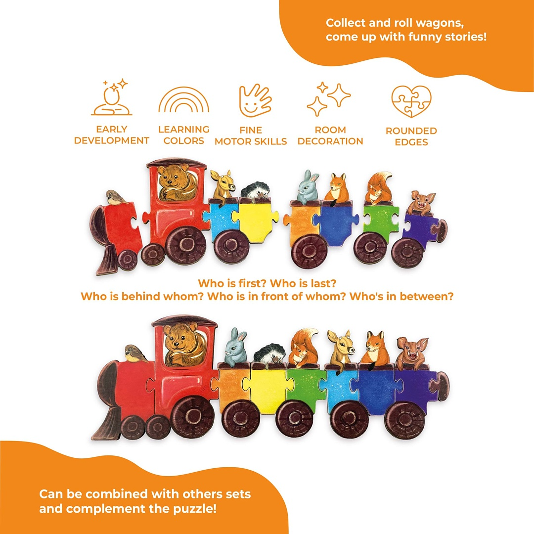 Wooden Puzzle "Rainbow wagons"