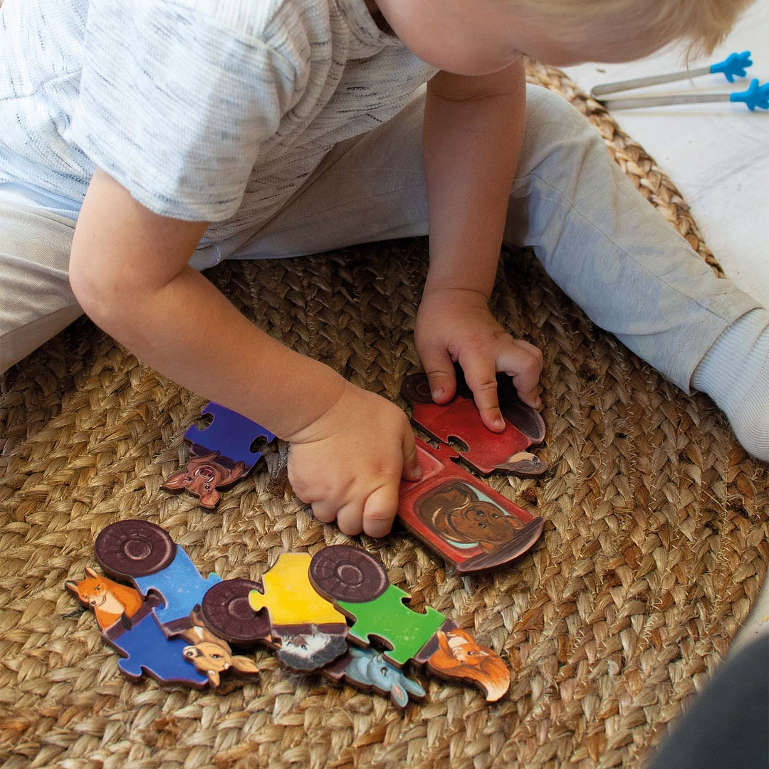 Wooden Puzzle "Rainbow wagons"