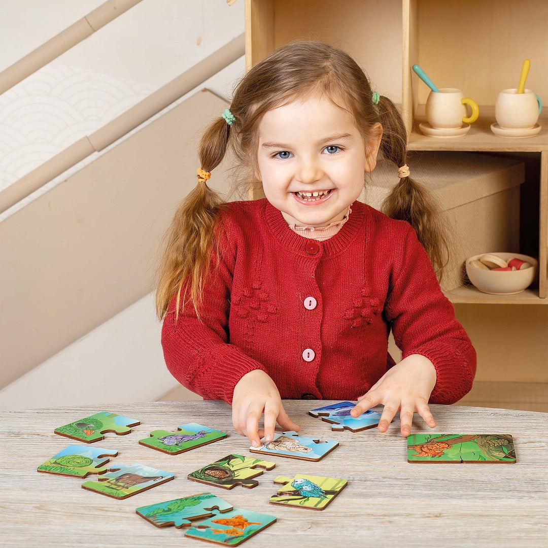 Puzzle board game "Who eats what and where do they live"
