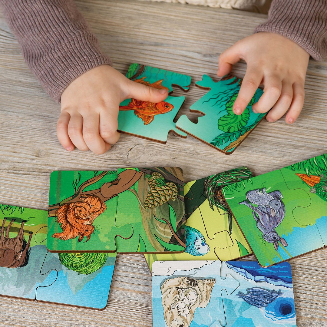 Puzzle board game "Who eats what and where do they live"