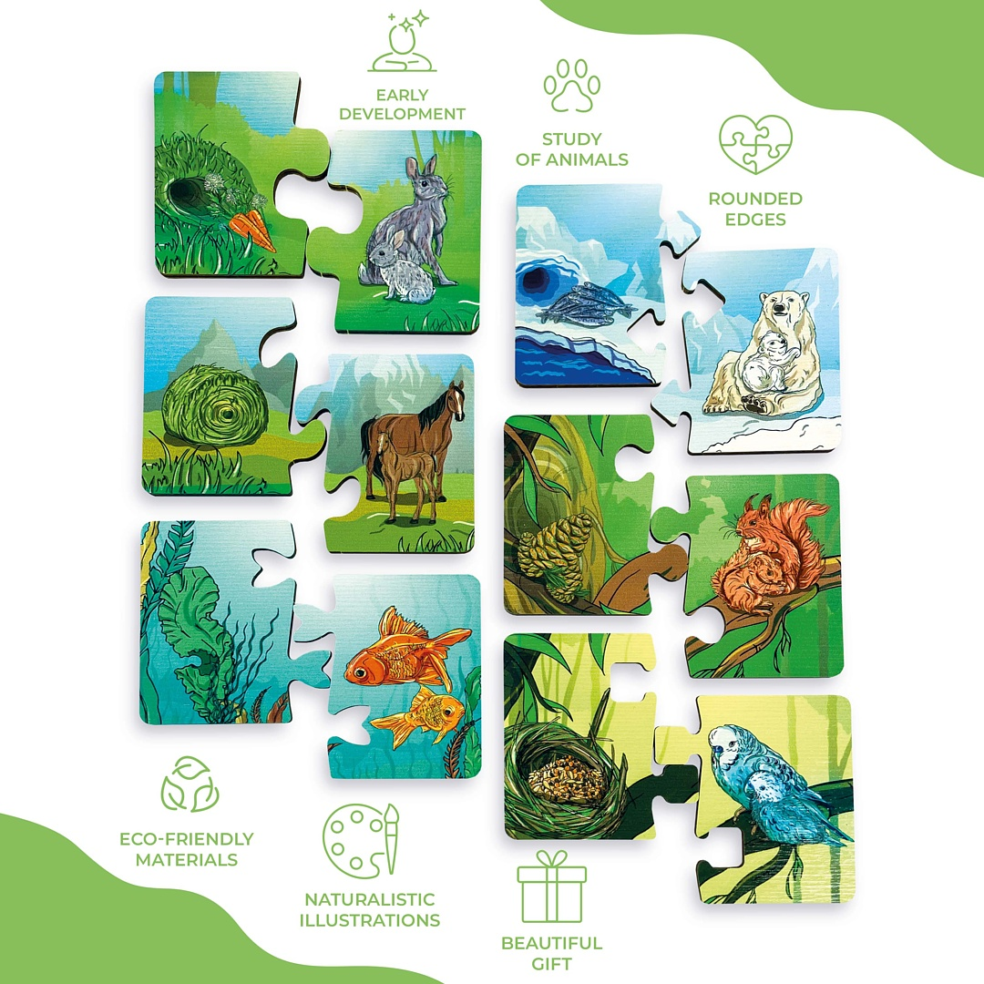 Puzzle board game "Who eats what and where do they live"