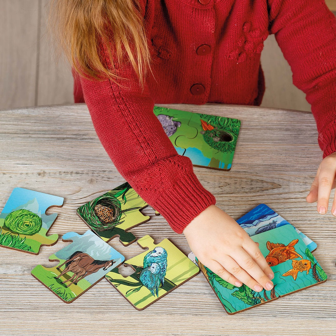 Puzzle board game "Who eats what and where do they live"