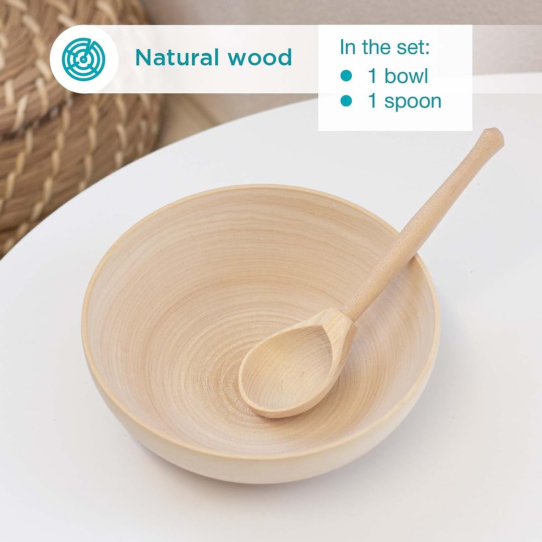 Wooden Set for Sorting Bowl and Spoon
