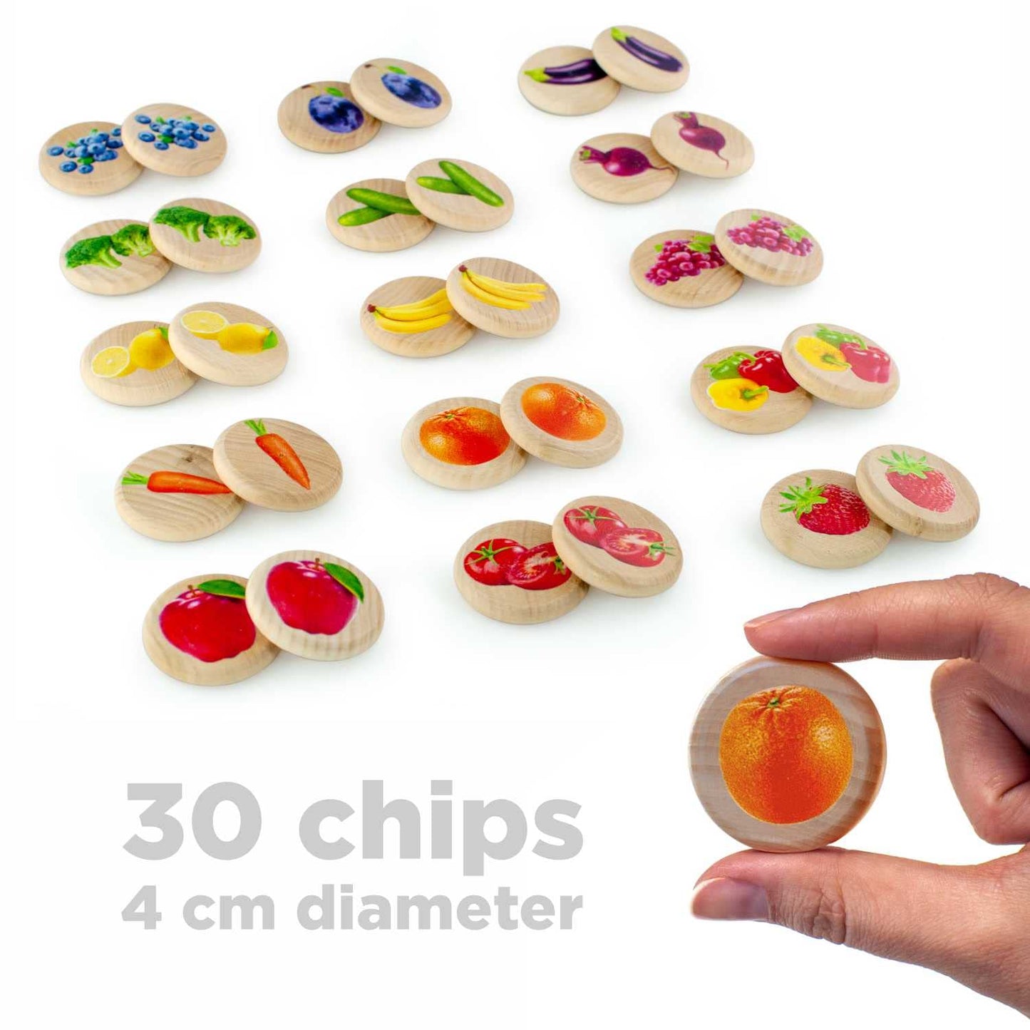 Fruits and Vegetables Memory Game - 30 chips