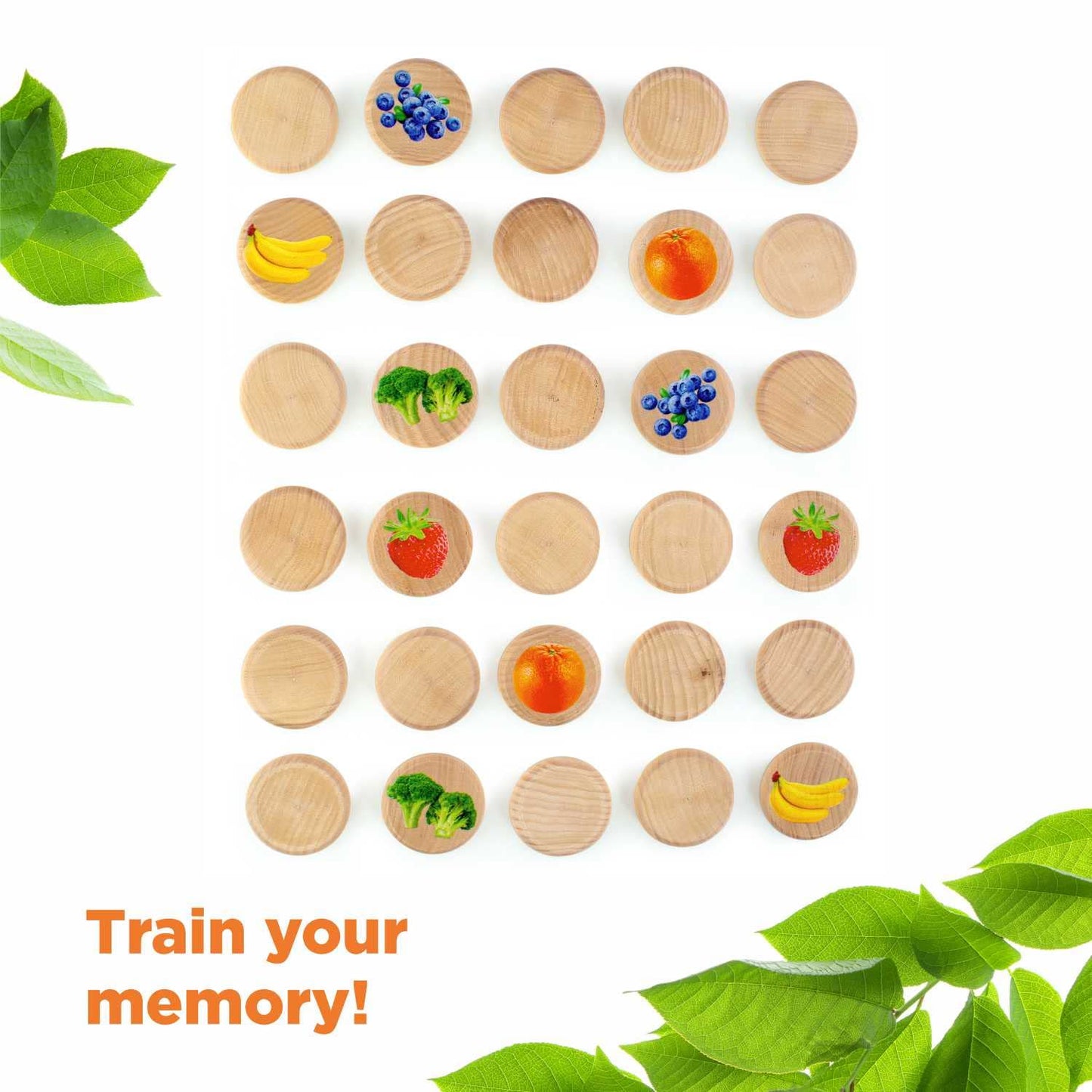 Fruits and Vegetables Memory Game - 30 chips