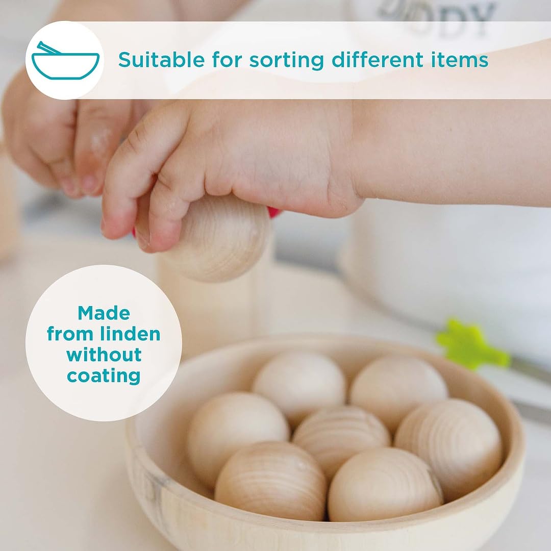 Wooden Set for Sorting Bowl and Spoon