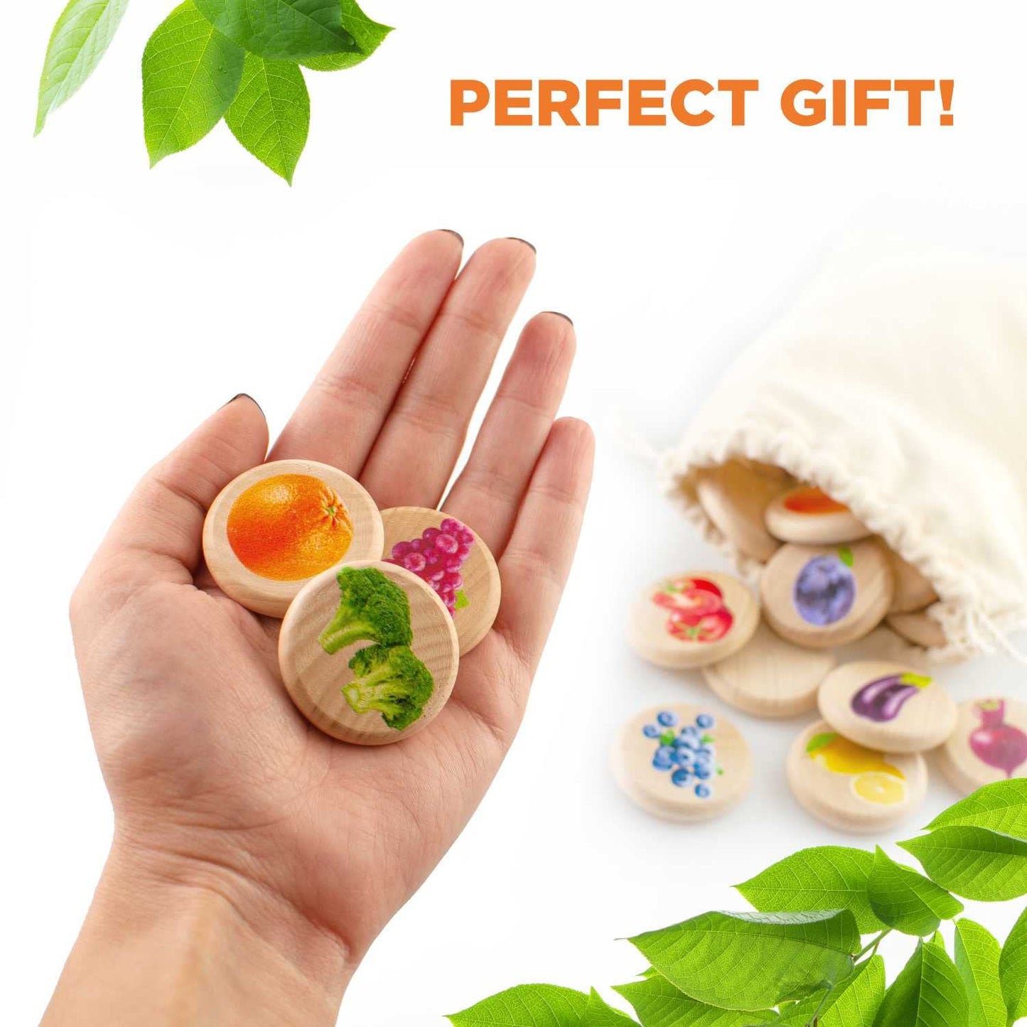 Fruits and Vegetables Memory Game - 30 chips