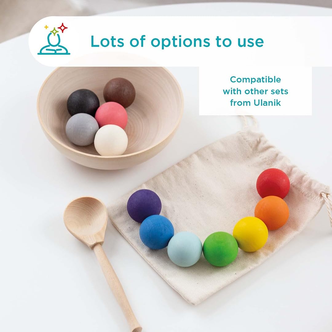 Wooden Set for Sorting Bowl and Spoon