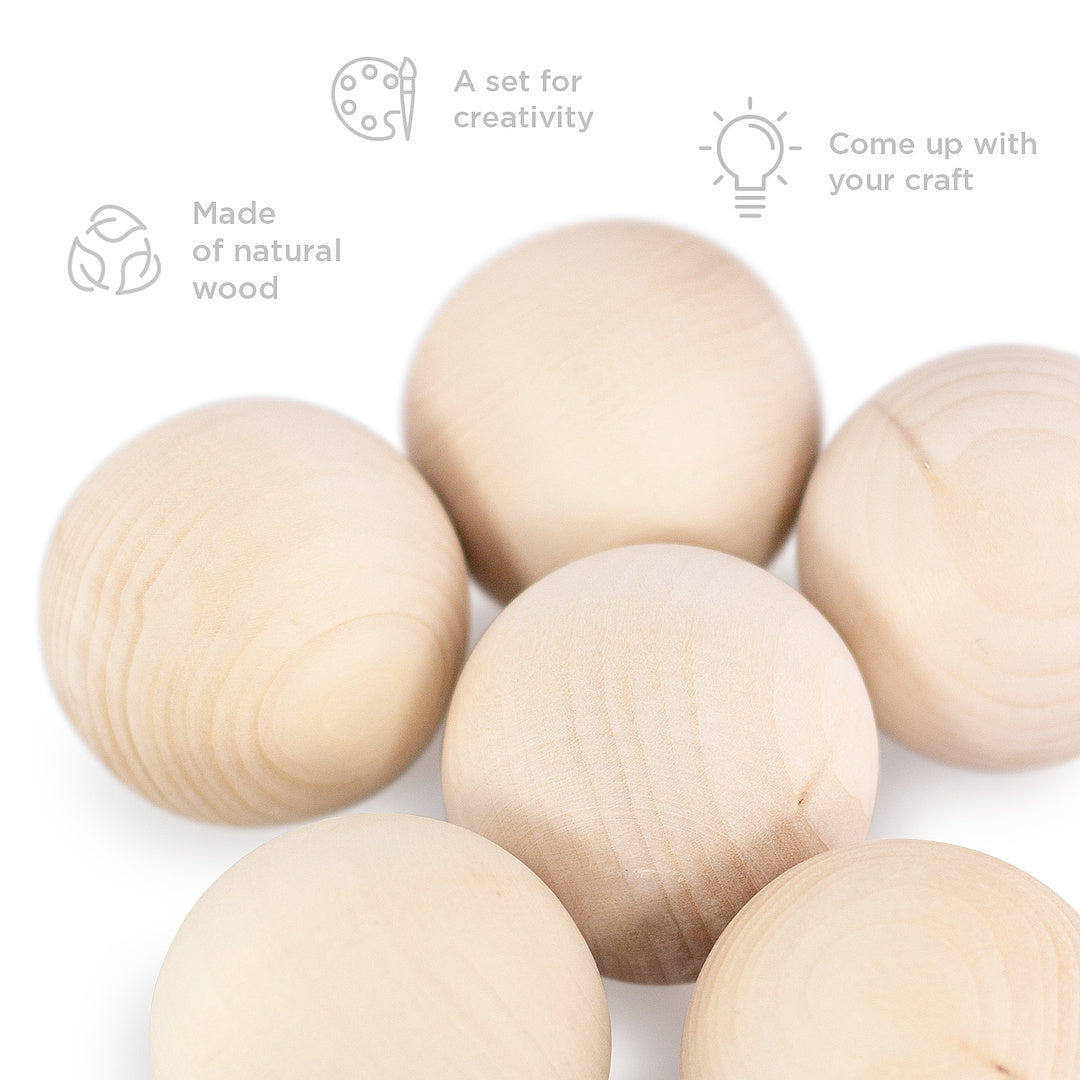 Wooden set "Balls" 6 pieces 45 mm