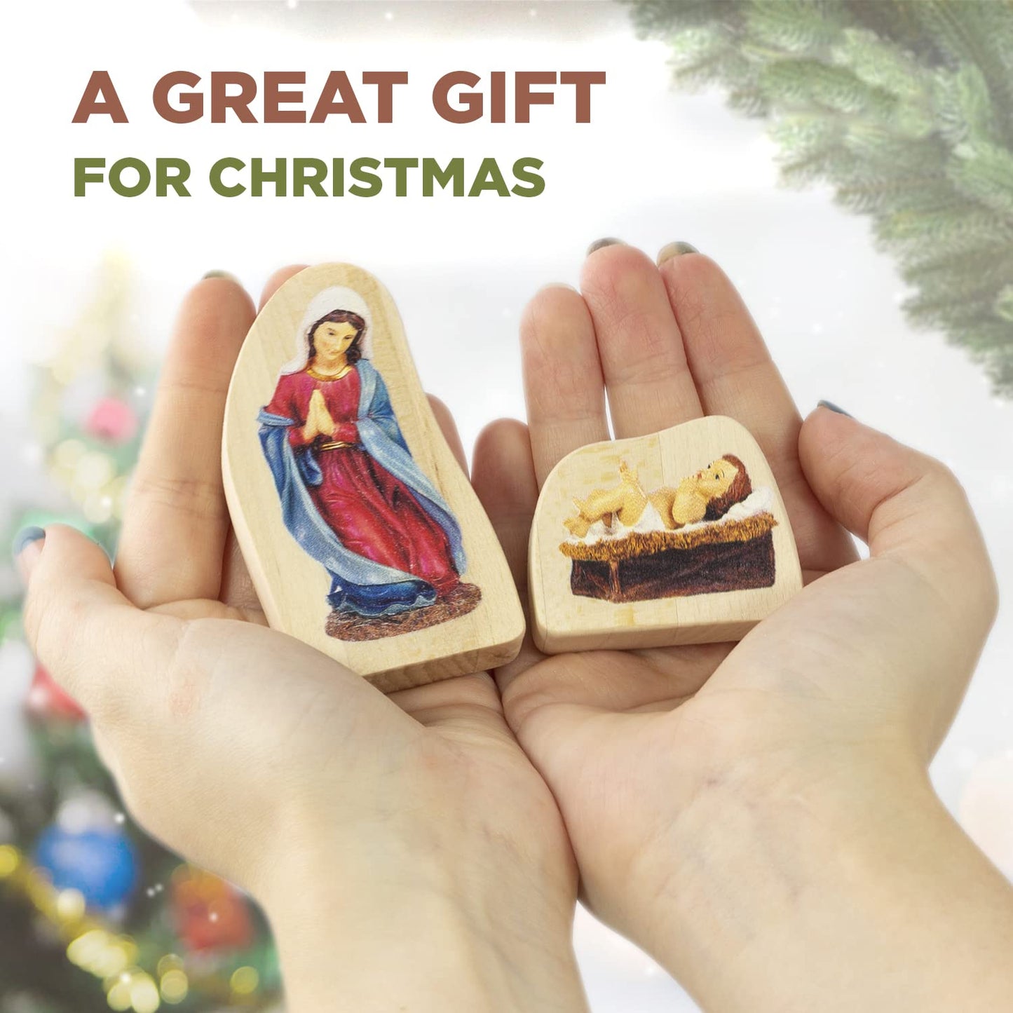Nativity Set Wooden Figurines - 14 pcs