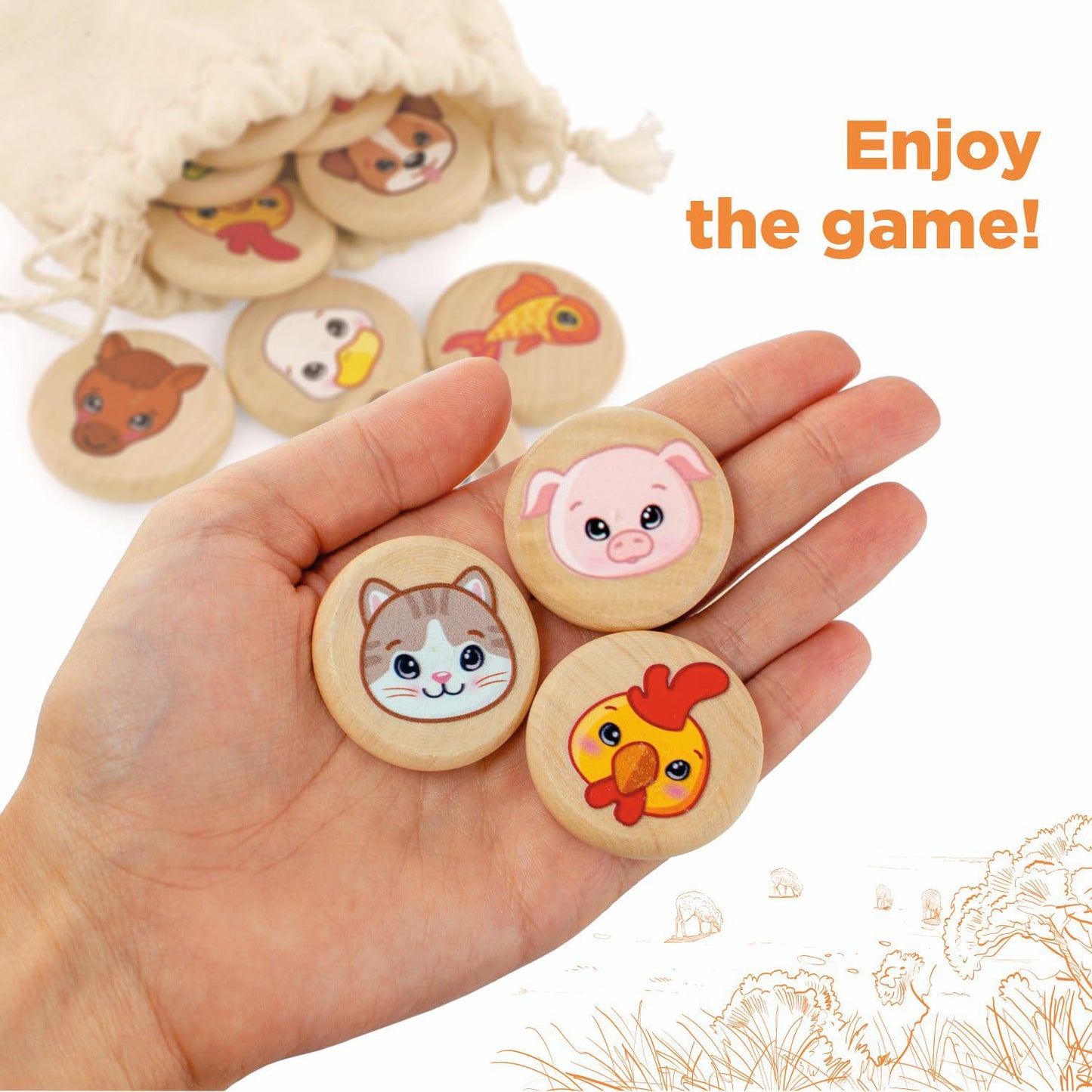 Domestic Animals Memory Game - 30 chips