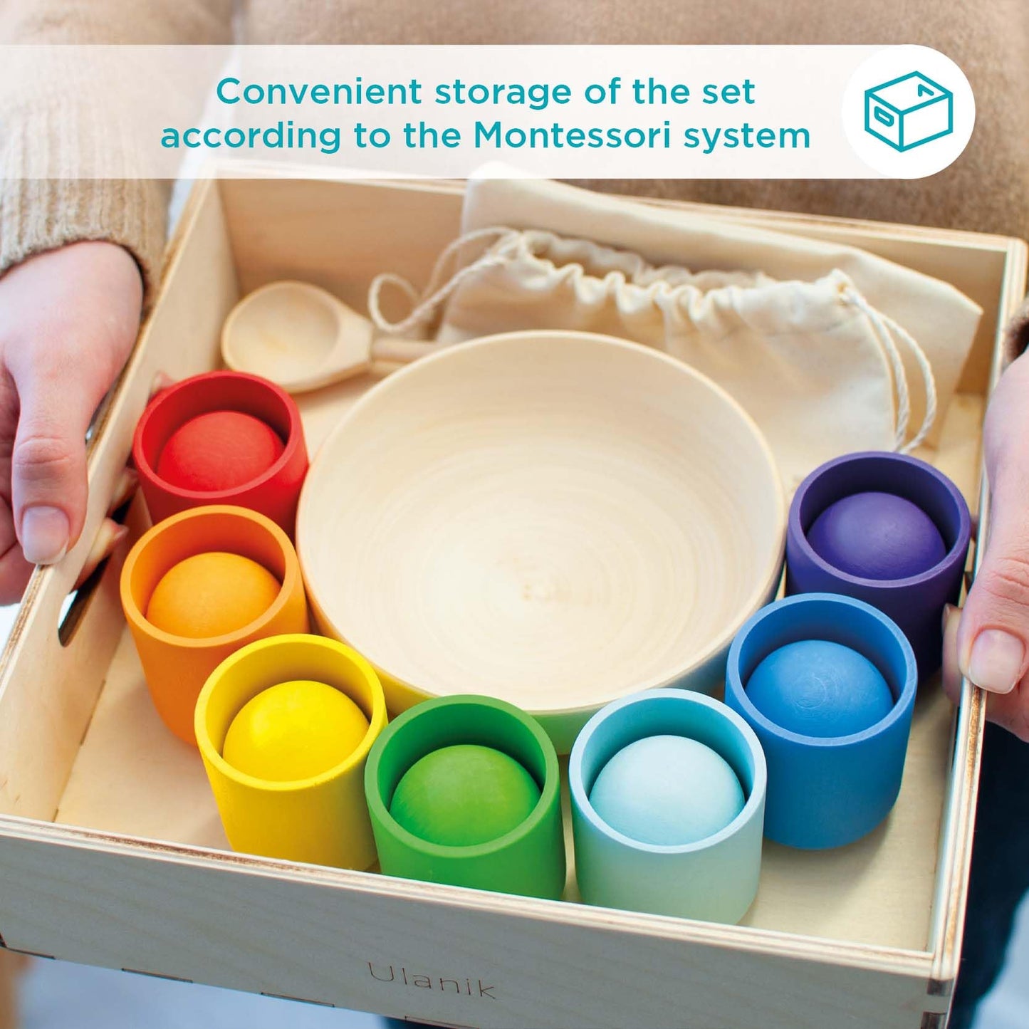 Rainbow Large Balls in Cups — 7 balls 40 mm
