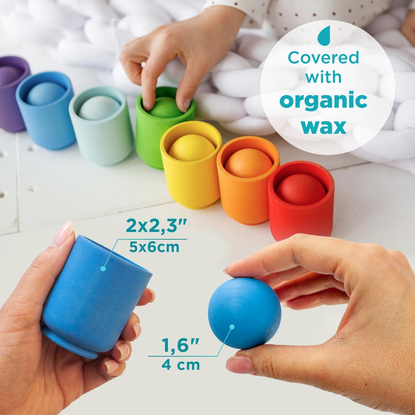 Large Balls in Cups - 12 Balls