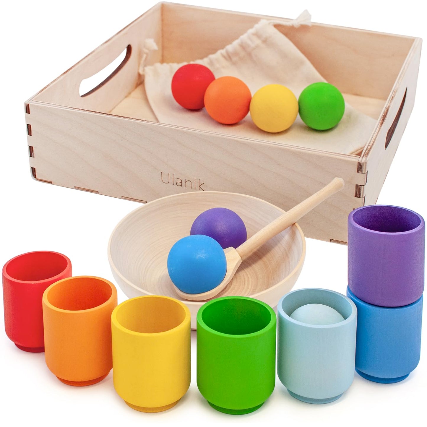 Rainbow Large Balls in Cups — 7 balls 40 mm