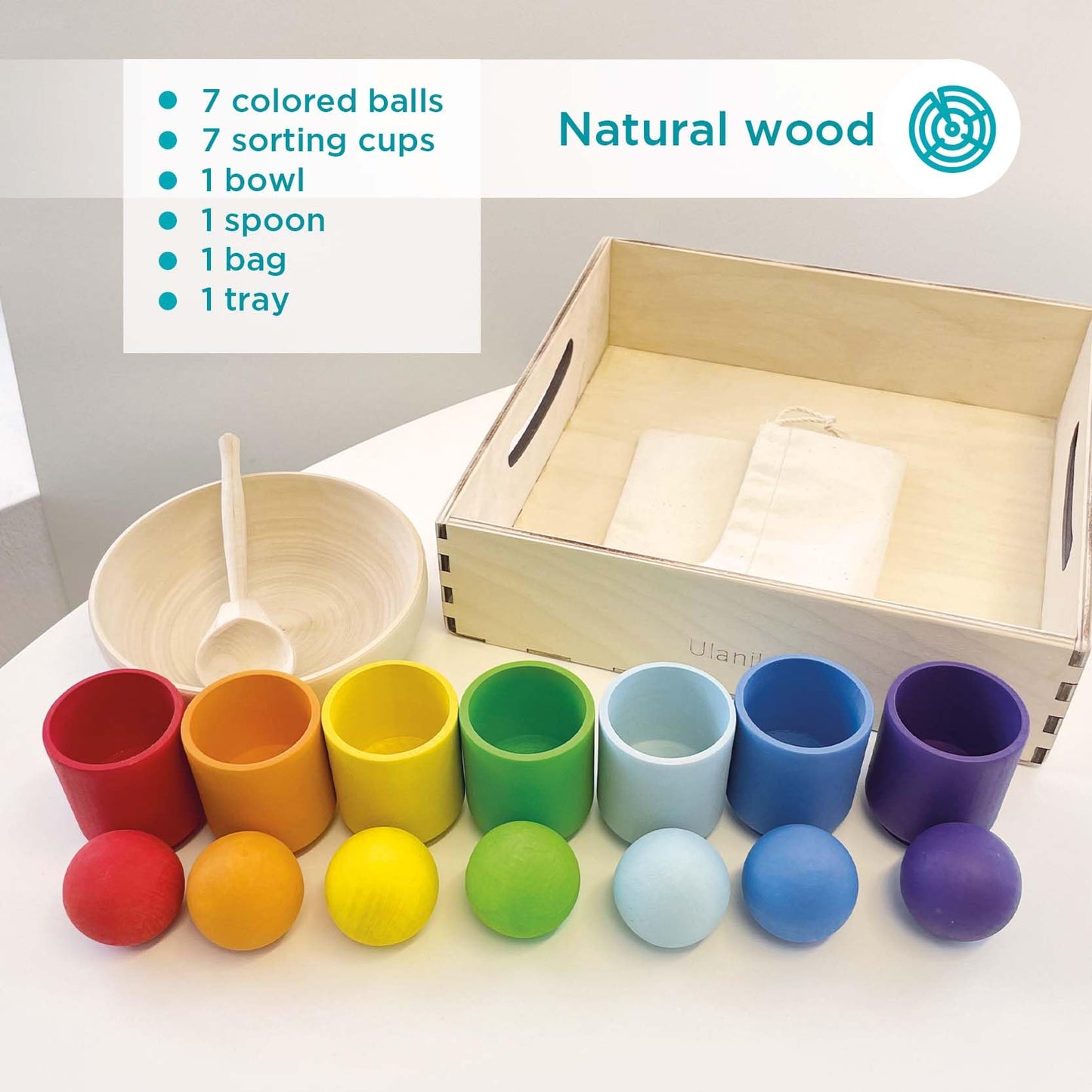 Rainbow Large Balls in Cups — 7 balls 40 mm