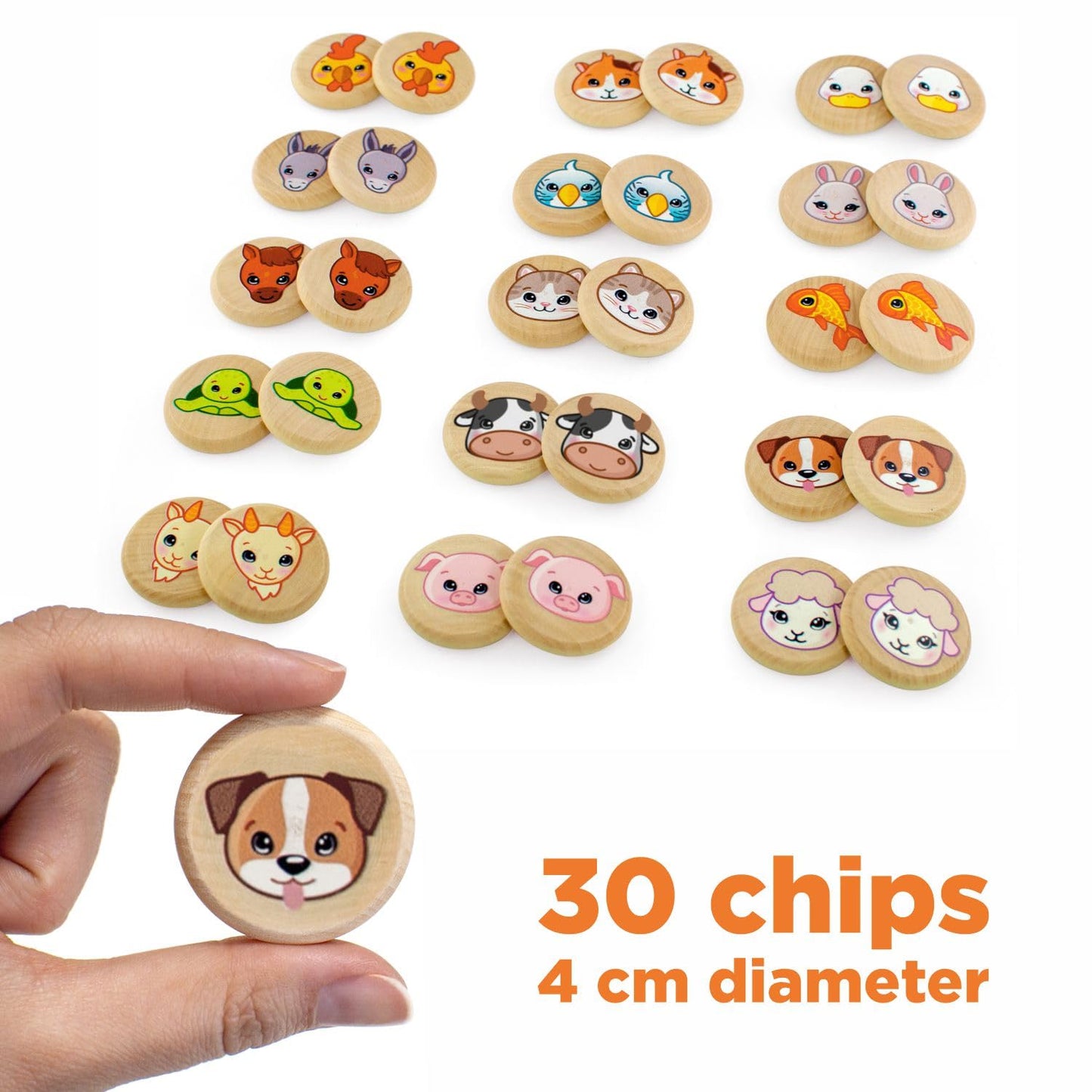 Domestic Animals Memory Game - 30 chips