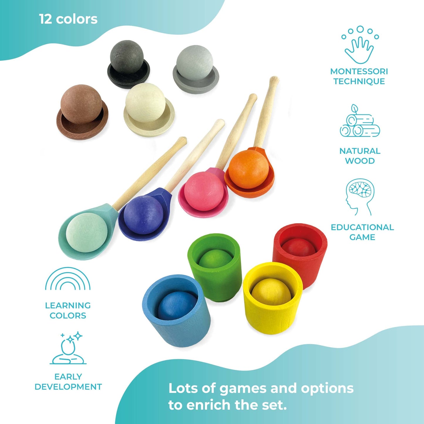 Wooden Balls for Sorters - 12 balls
