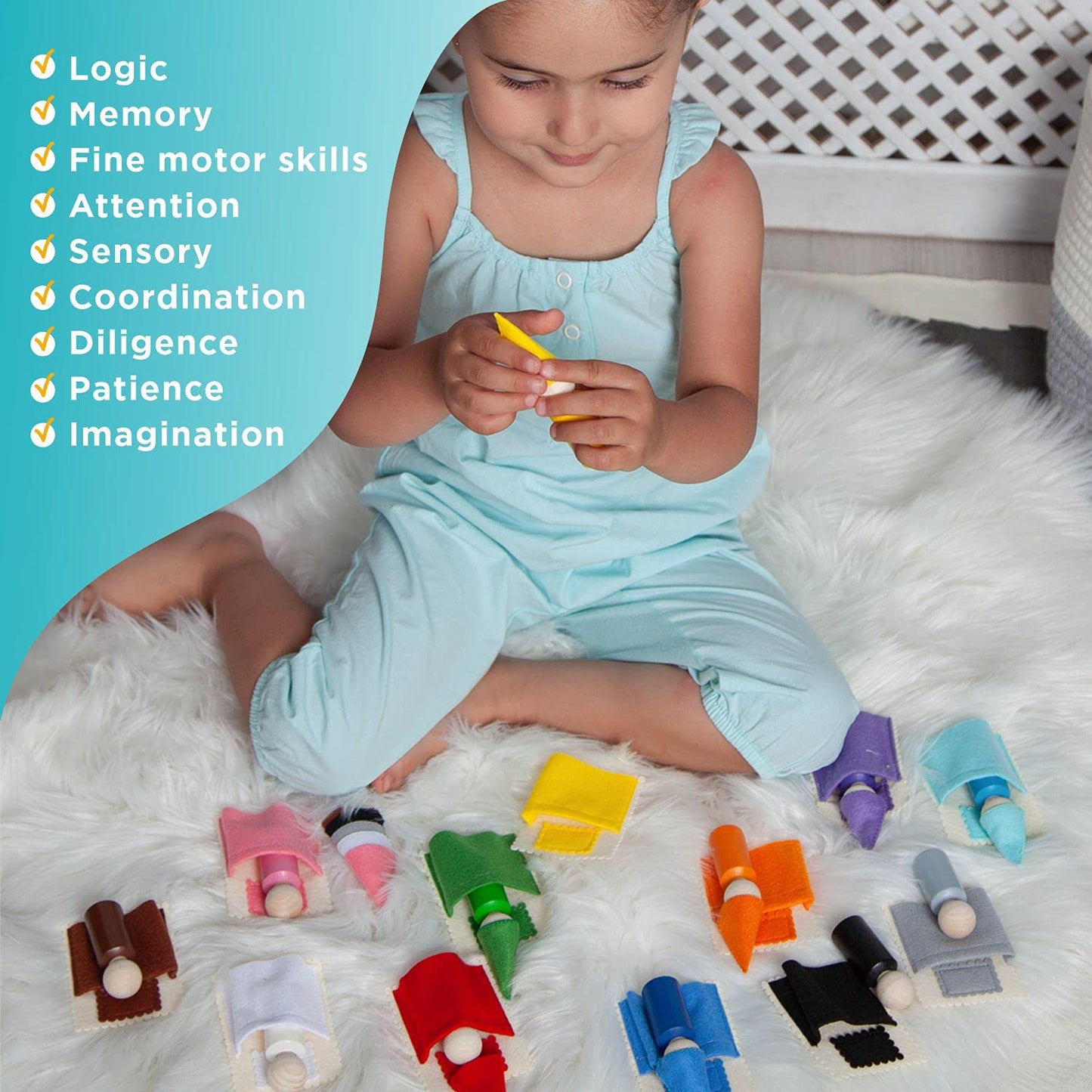 Small Peg Dolls with Hats and Beds - 12 Gnomes