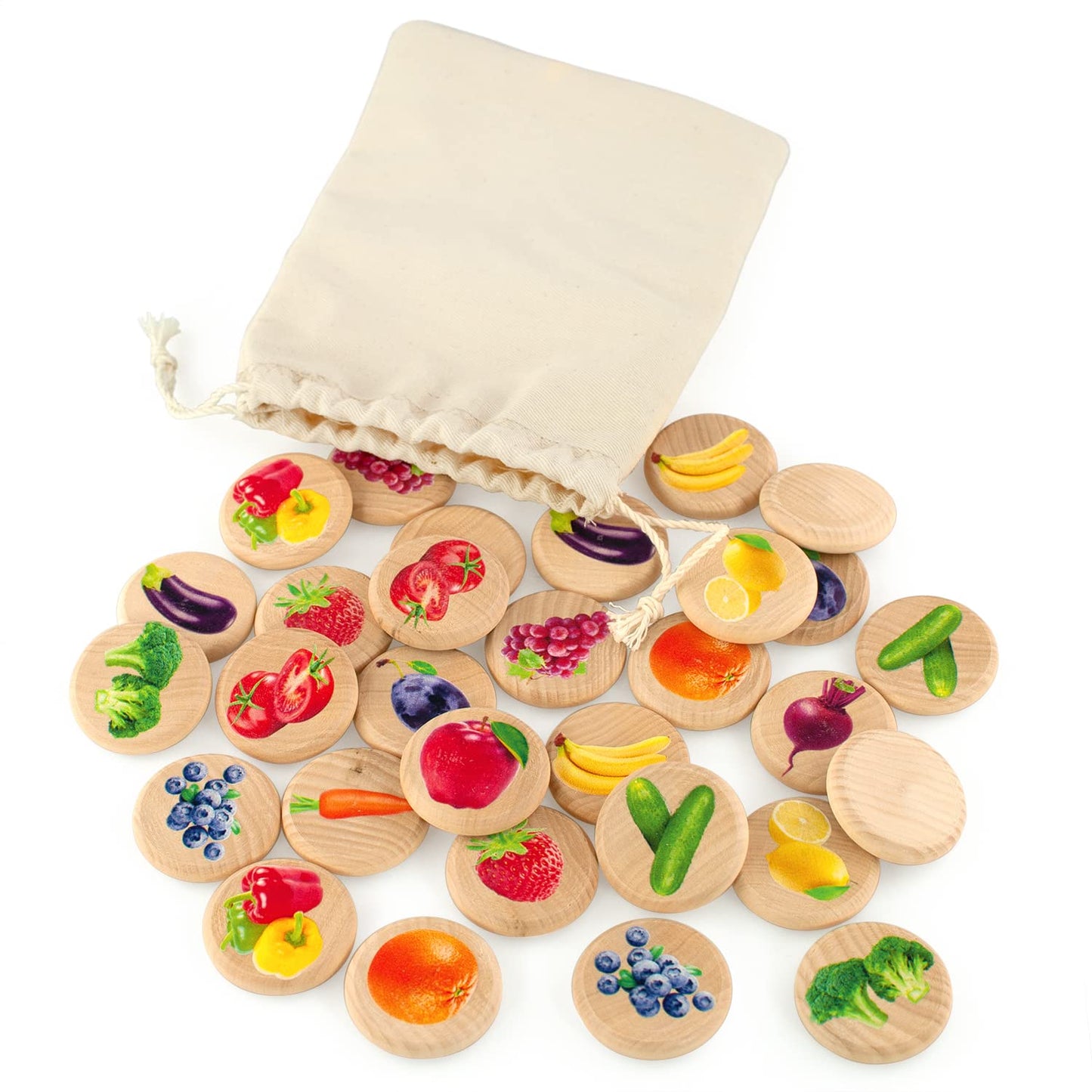 Fruits and Vegetables Memory Game - 30 chips