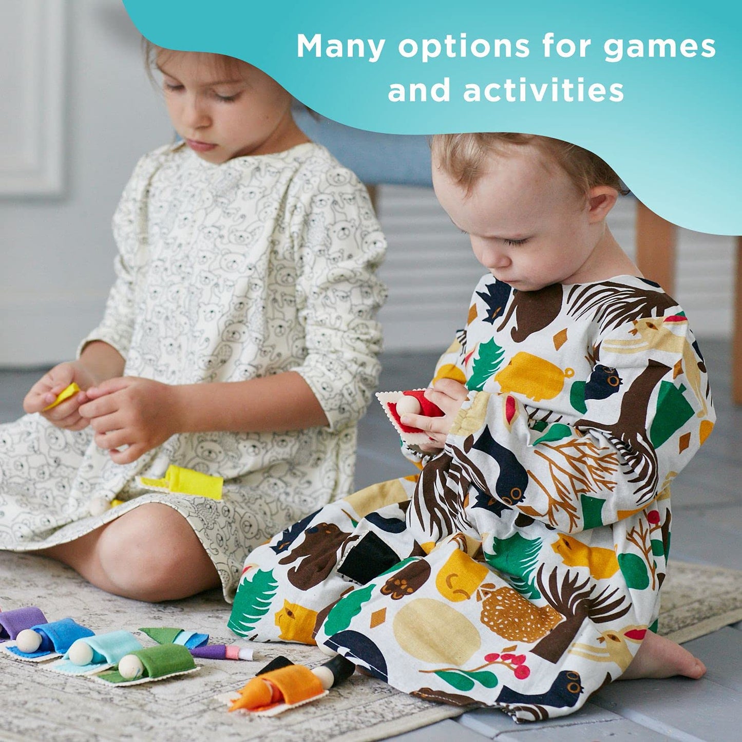 Small Peg Dolls in Balls with Hats & Beds - 12 Gnomes