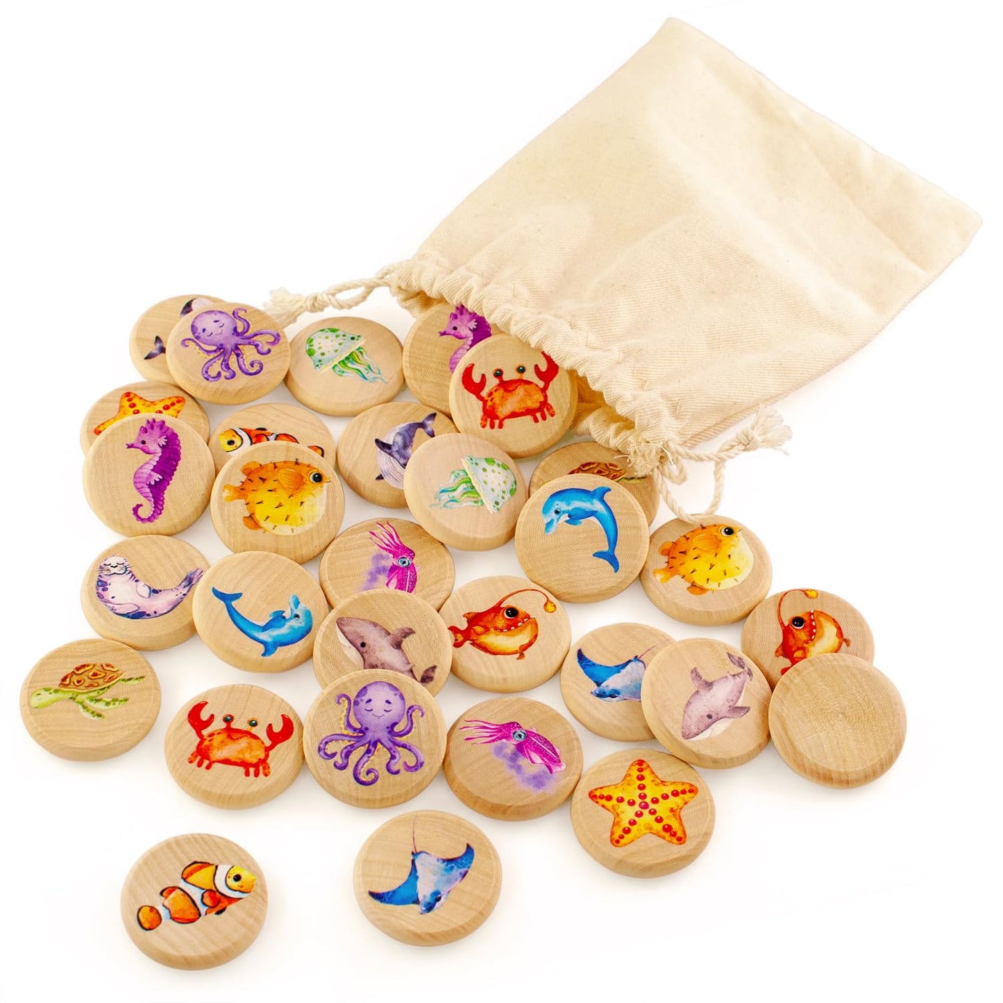 Sea Creatures Memory Game - 30 chips