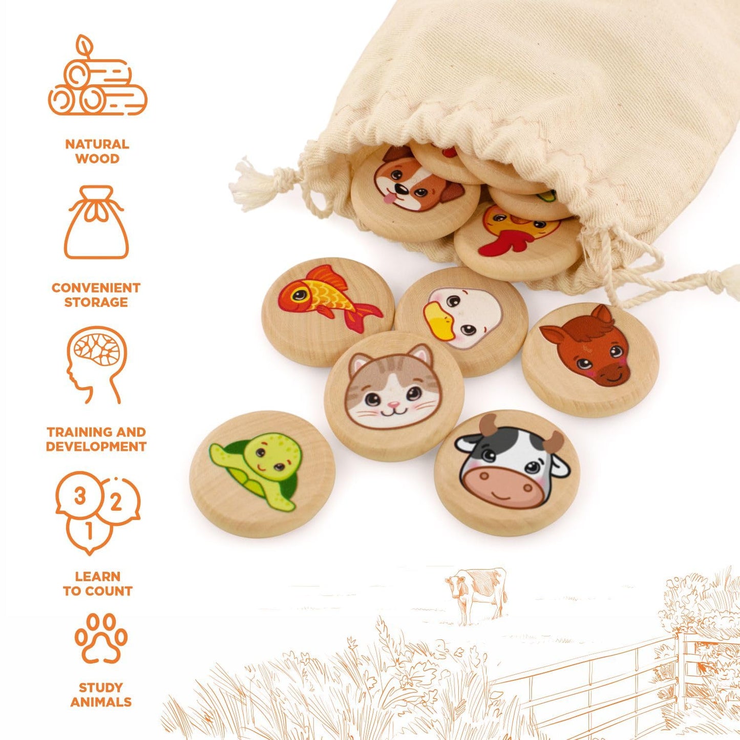 Domestic Animals Memory Game - 30 chips
