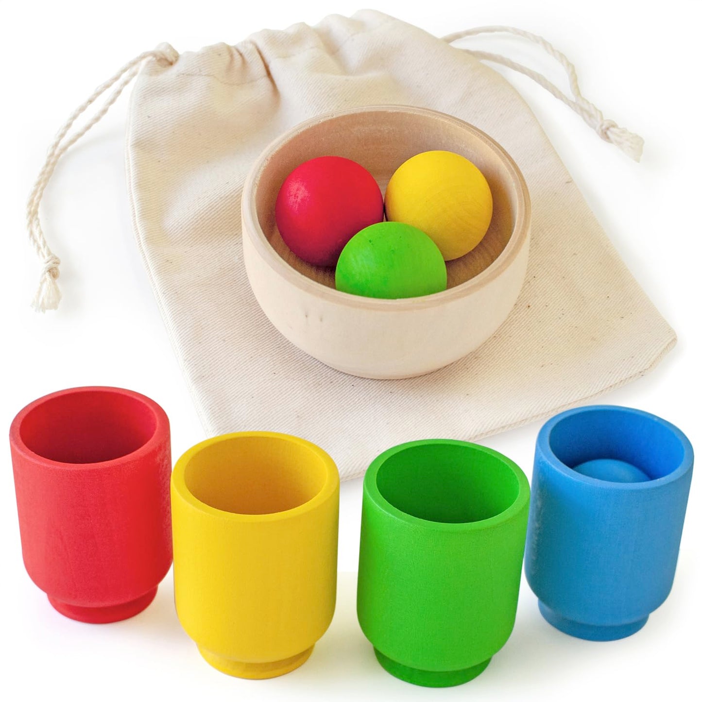 Balls in Cups 3 cm Starter Kit Montessori Wooden Game