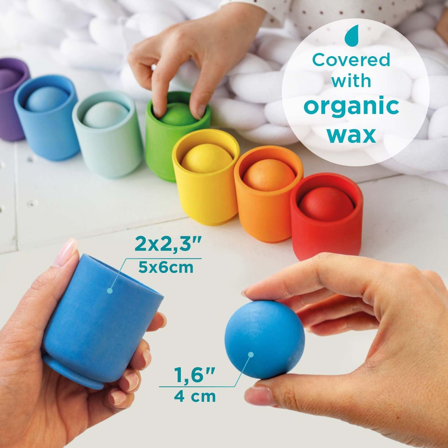 Rainbow Large Balls in Cups — 7 balls 40 mm