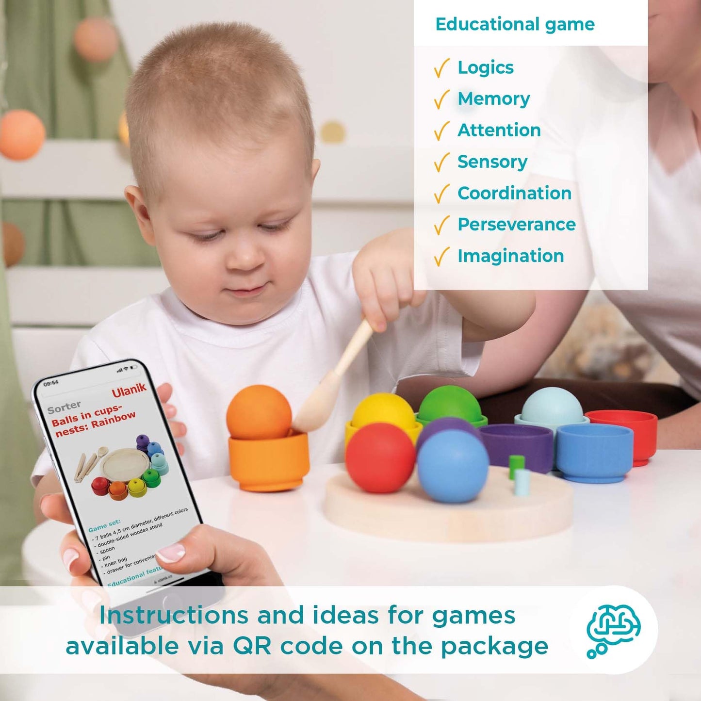 Rainbow Balls in Nests - 7 Balls