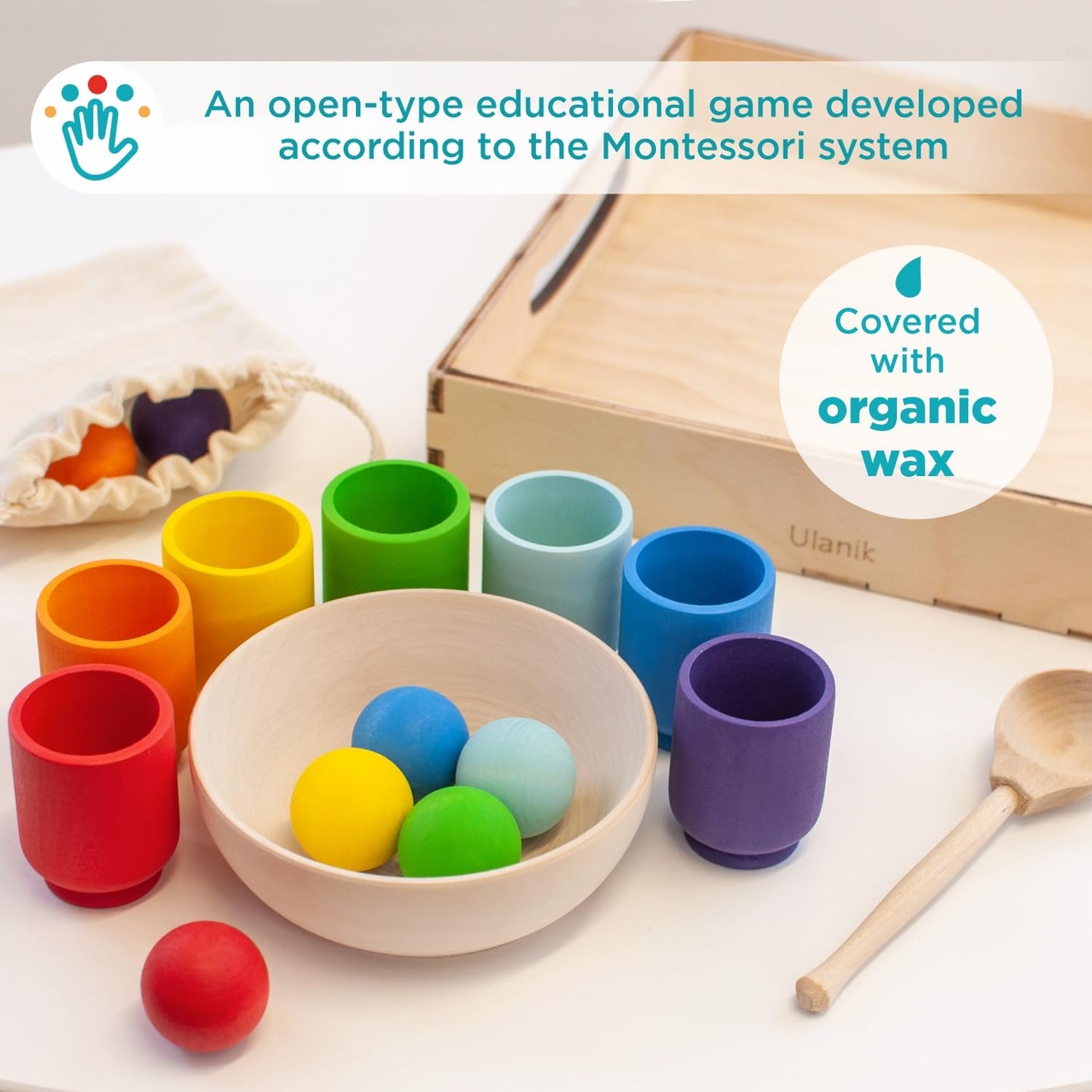 Small Rainbow Balls in Cups - 7 balls 30 mm