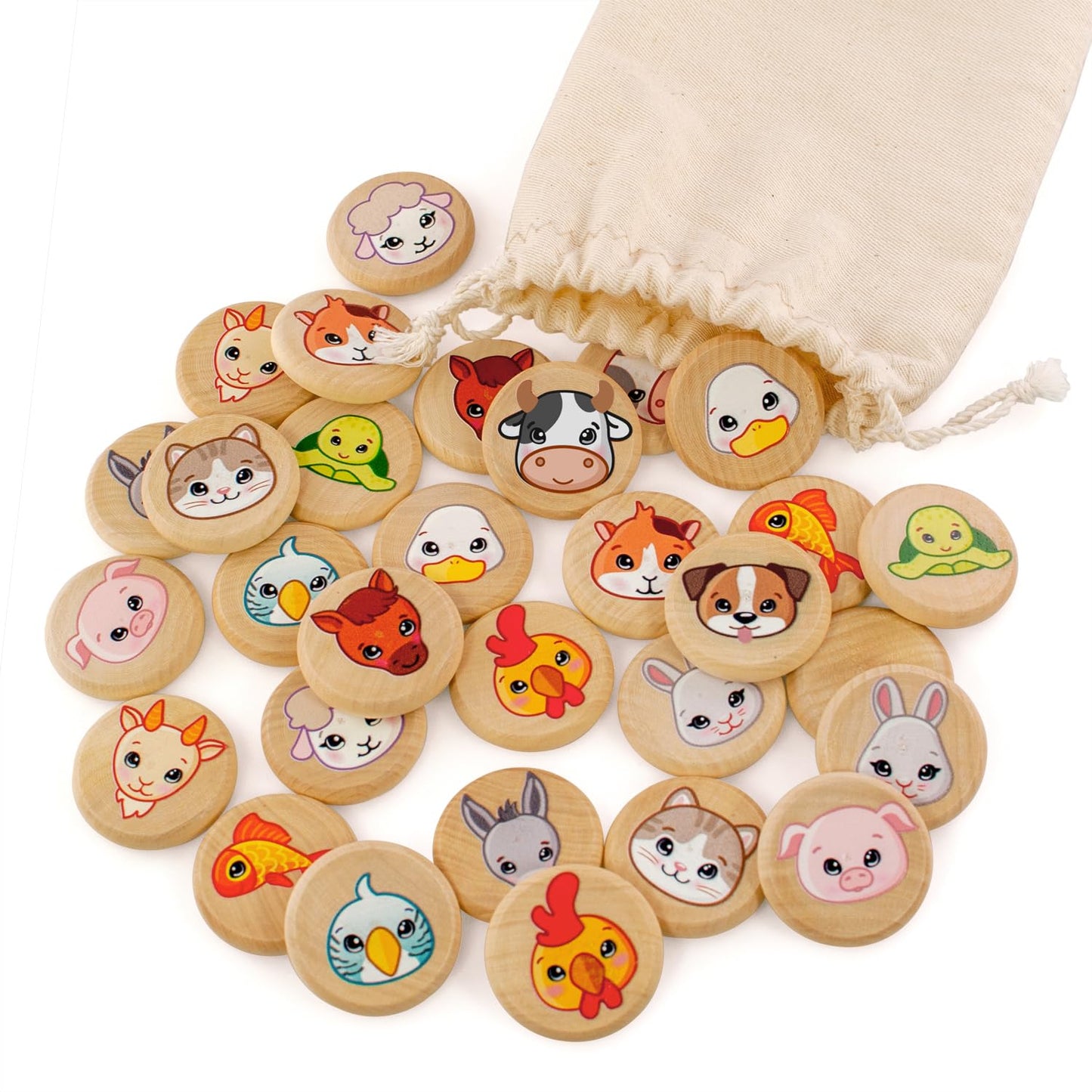 Domestic Animals Memory Game - 30 chips