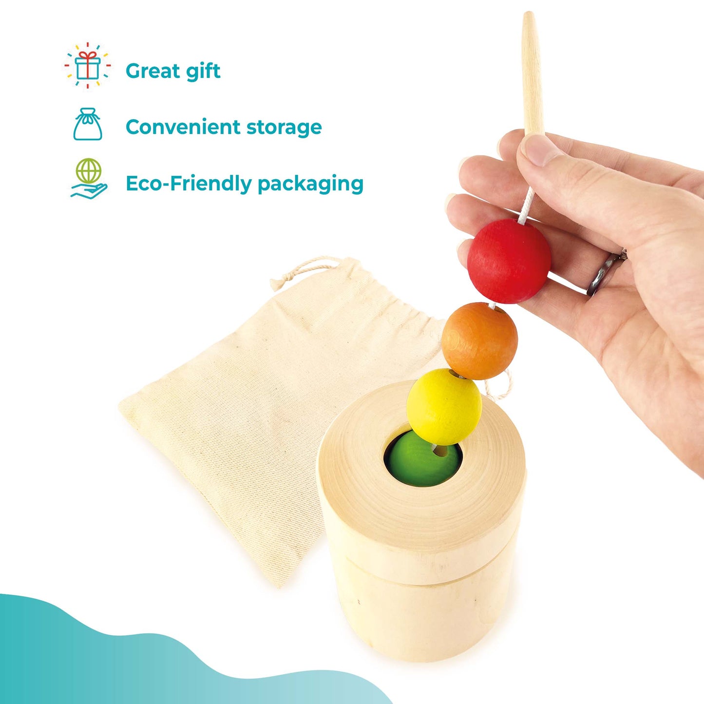 Pot and Lacing Montessori Toy Wooden Sorter Game