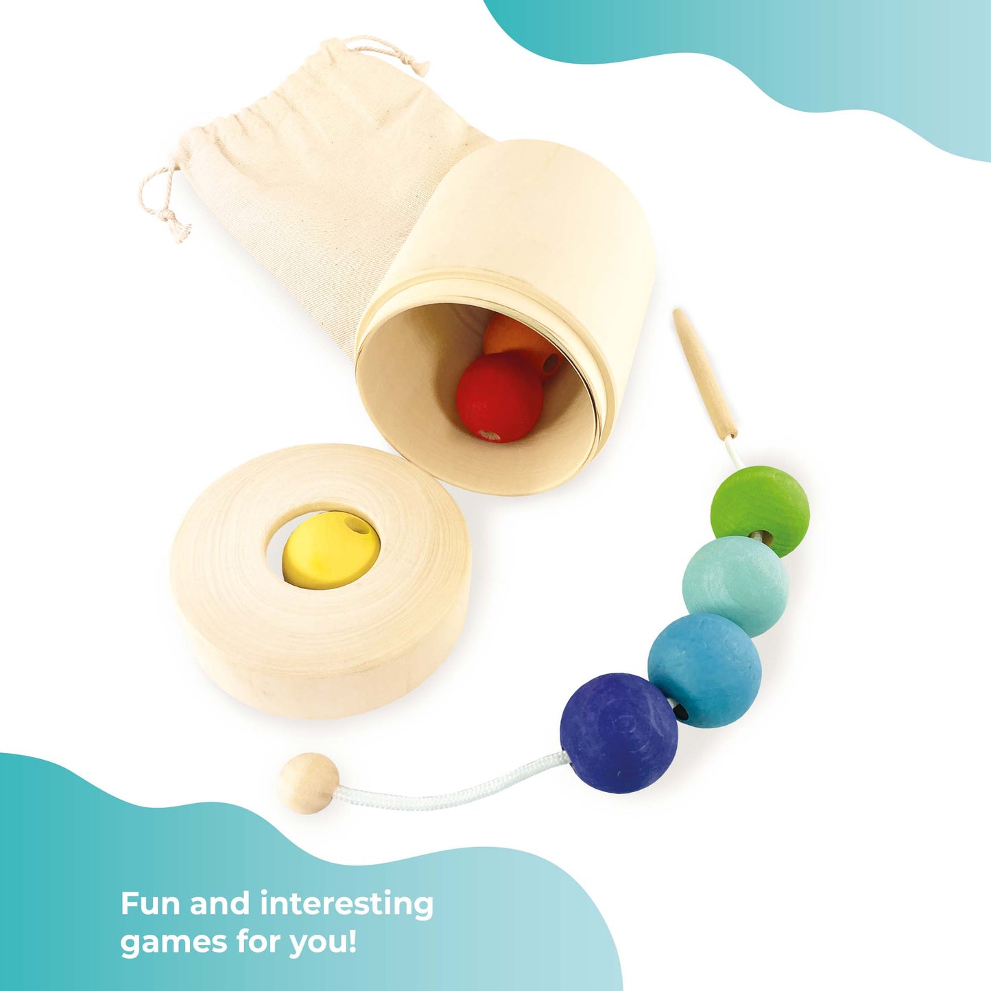 Pot and Lacing Montessori Toy Wooden Sorter Game