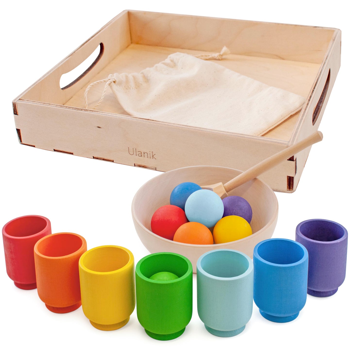 Small Rainbow Balls in Cups - 7 balls 30 mm