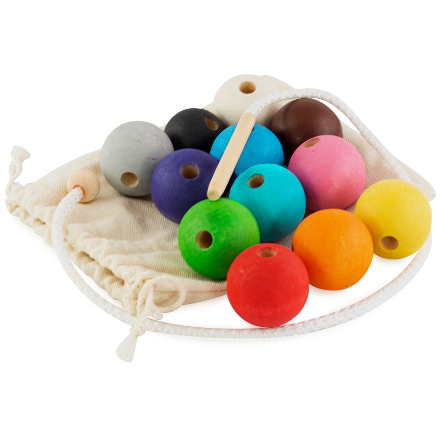 Lacing Large Montessori Toy Wooden 12 Balls 35 mm