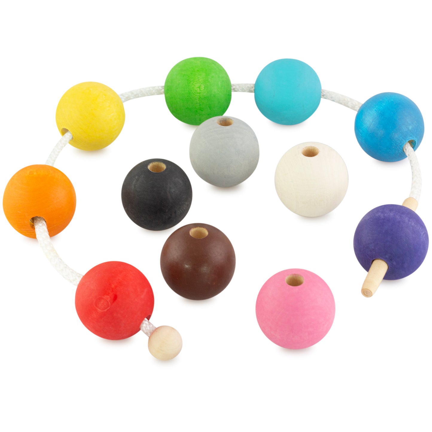 Lacing Large Montessori Toy Wooden 12 Balls 35 mm
