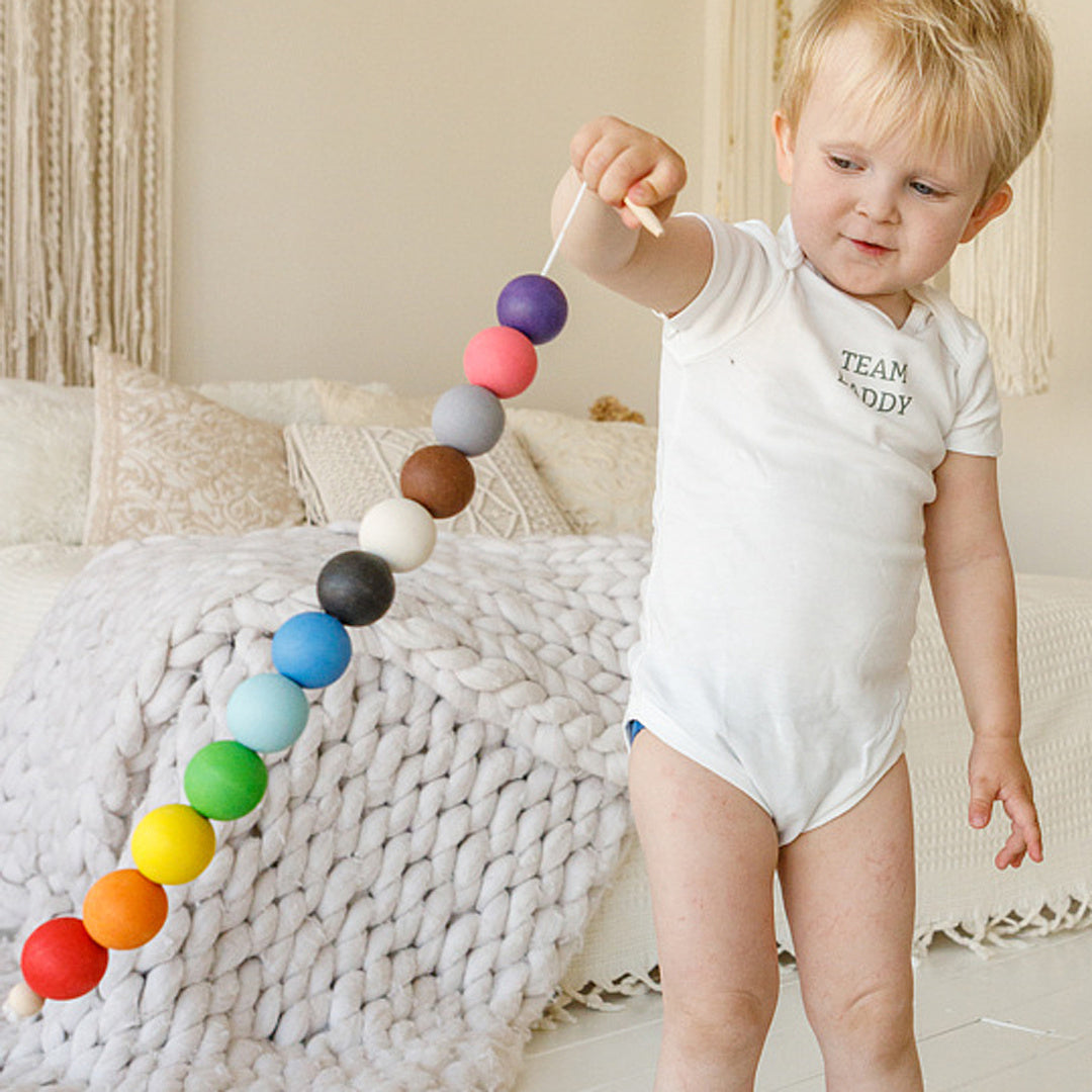 Lacing Large Montessori Toy Wooden 12 Balls 35 mm