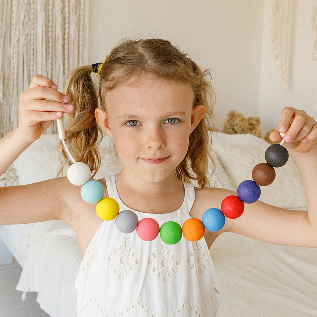 Lacing Large Montessori Toy Wooden 12 Balls 35 mm