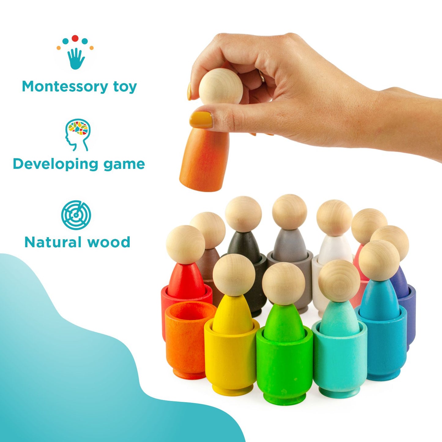 Large Peg Dolls in Cups - 12 Gnomes