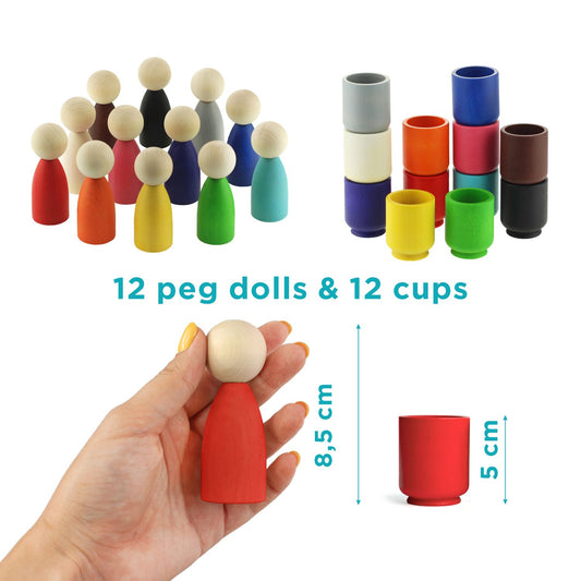 Large Peg Dolls in Cups - 12 Gnomes