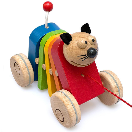 A toy on a string Rainbow cat