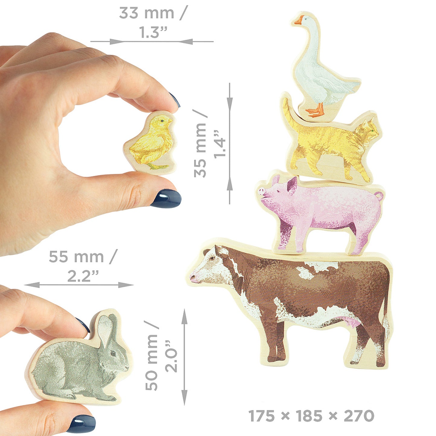 Wooden set "Farm" with animal figures 13 pcs