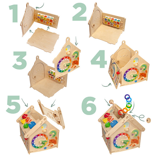 Wooden toy "Busy board house"