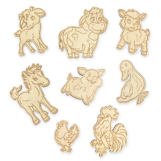 Wooden figures for painting "Animals" 8 pcs