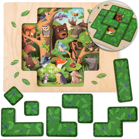 Wooden Tetris puzzle "Who found whom"
